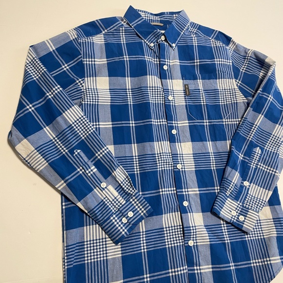 Columbia Shirt White Blue Button Up Super Tamiami Fishing PFG Men’s Sz M - Picture 2 of 11